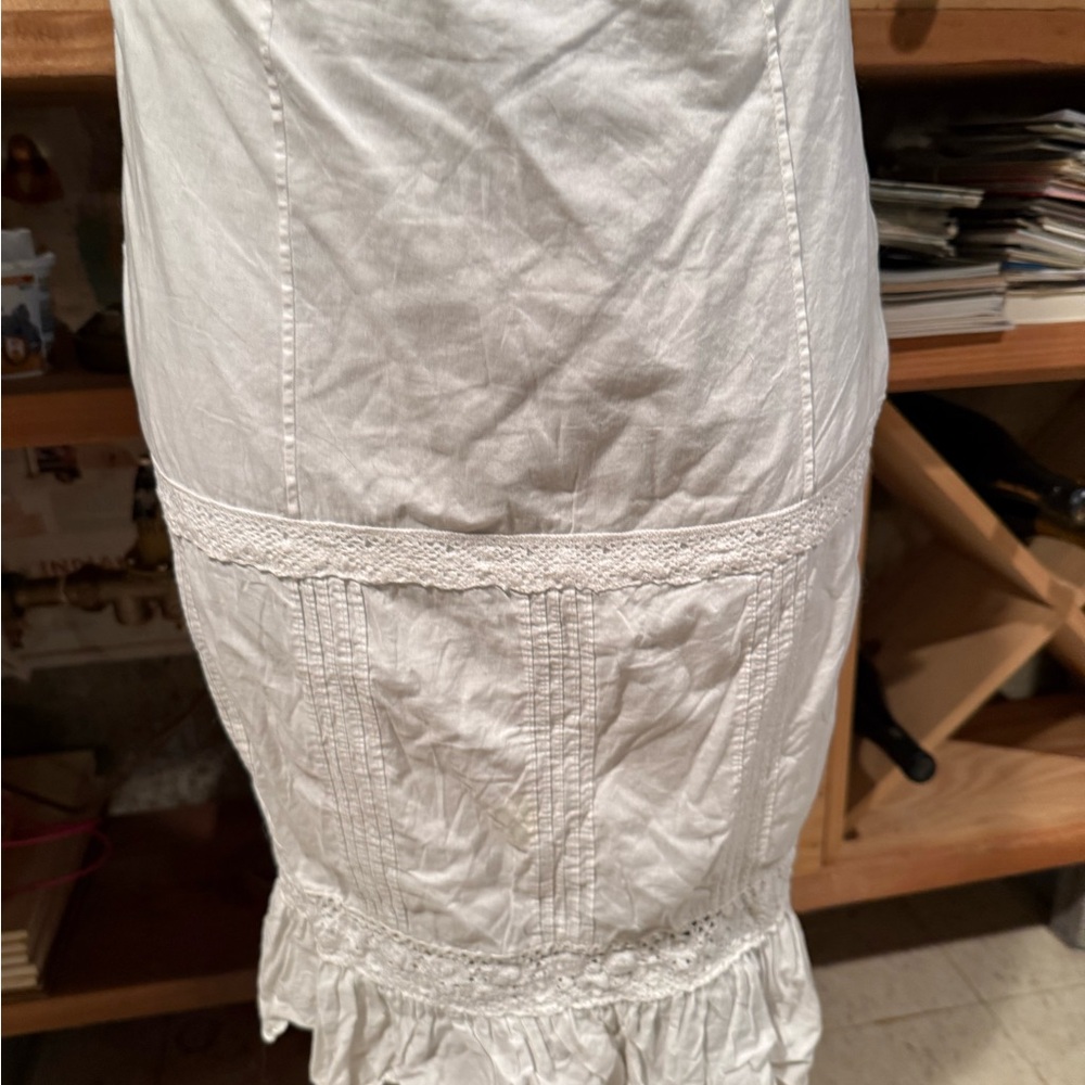 Y2K Old Navy White Cotton Lace-Trim Midi Skirt